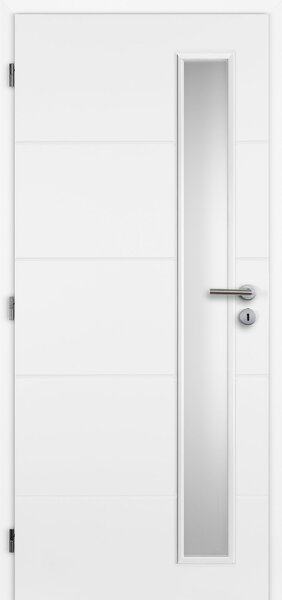 Interiérové dveře Doornite Quatro Vertika - lak Doornite bílá mat, sklo matné, levé "80", zámek pro BB, voština