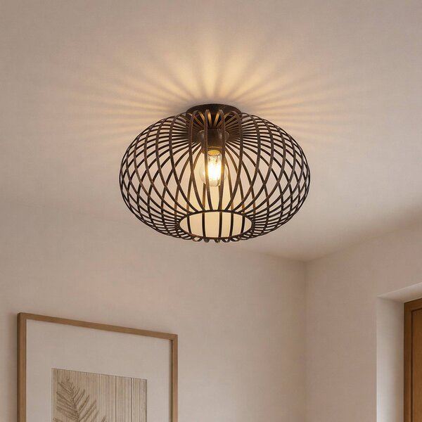 Lindby Stropní svítidlo Rosalea, měděná barva, kov, 40 cm, E27, stmívatelný, Černá, Obývací pokoj / jídelna, kov, Moderní