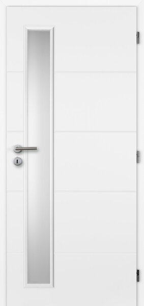 Interiérové dveře Doornite Quatro Vertika - lak Doornite bílá mat, sklo matné, pravé "80", zámek pro BB, voština