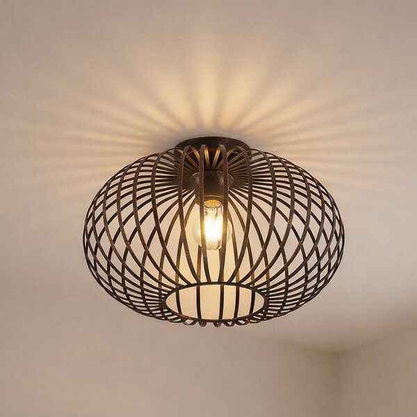 Lindby Stropní svítidlo Rosalea, měděná barva, kov, 40 cm, E27, stmívatelný, Černá, Obývací pokoj / jídelna, kov, Moderní