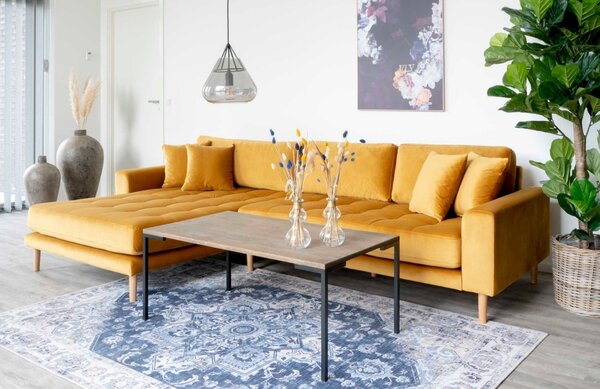 Nordic Living Sametová rohová pohovka Limo 290 cm, levá
