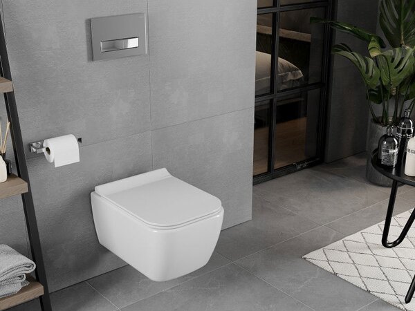 Mexen Elis WC mísa Rimless s pomalu klesající deskou slim, duroplast, bílý lesk - 30910700