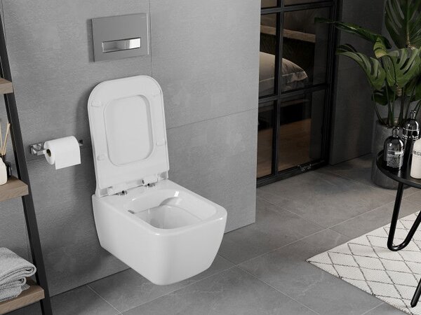 Mexen Elis WC mísa Rimless s pomalu klesající deskou slim, duroplast, bílý lesk - 30910700
