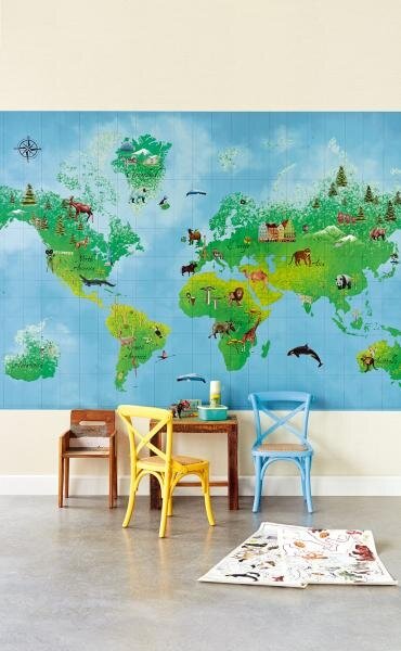 Mapa světa - tapeta 851100 Hits for Kids, Eijffinger rozměry 3,2 x 1,83 m