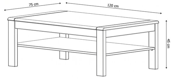 Dubový konferenční stolek Atlanta 120x75 cm - dub pálený