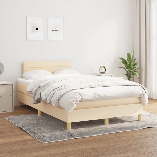 Box spring postel s matrací krémová 120x190 cm textil 3269784