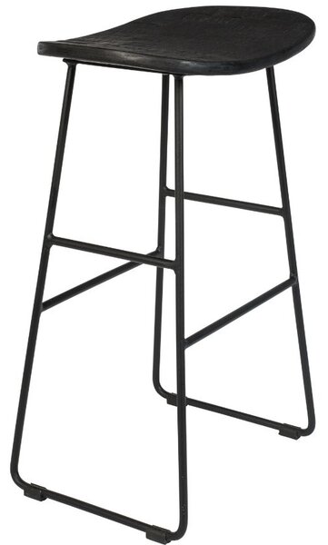 White Label Černá teaková barová židle WLL TANGLE 62 cm