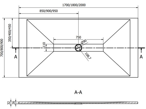 Mexen Toro obdélníkový sprchový kout SMC 170 x 70 cm, bílý - 43107017