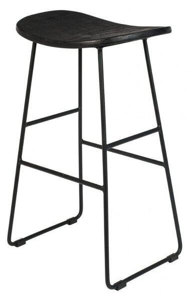 White Label Černá teaková barová židle WLL TANGLE 62 cm