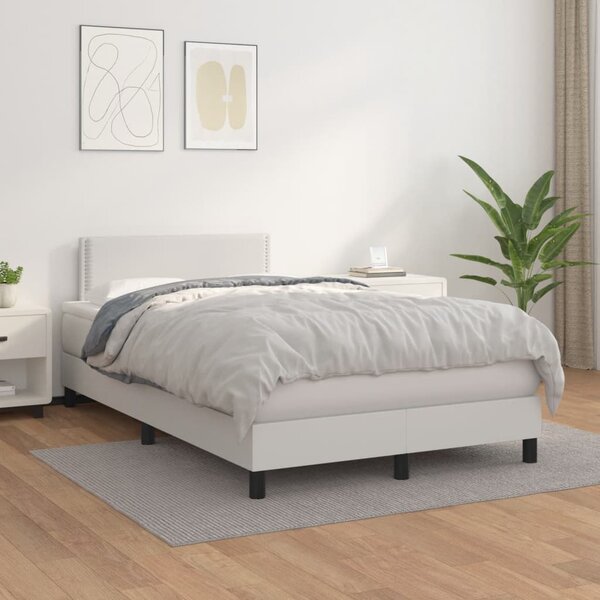 Box spring postel s matrací bílá 120x190 cm umělá kůže 3269814