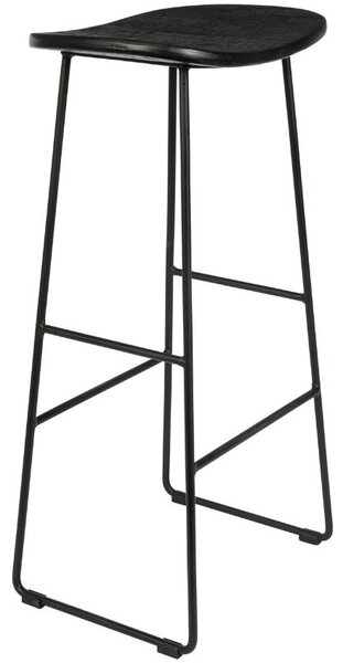 White Label Černá teaková barová židle WLL TANGLE 76 cm