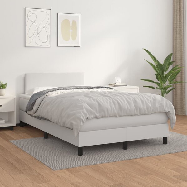 Box spring postel s matrací bílá 120x190 cm umělá kůže 3269808