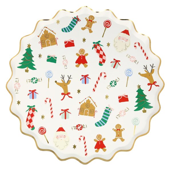 Vánoční papírový talíř Jolly Christmas 21,6 cm - set 8 ks