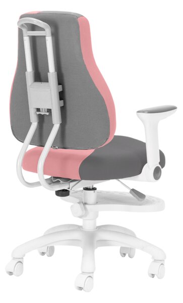 Dětská rostoucí židle Neoseat KINDER WHITE PLUS — látka, šedá / světle růžová
