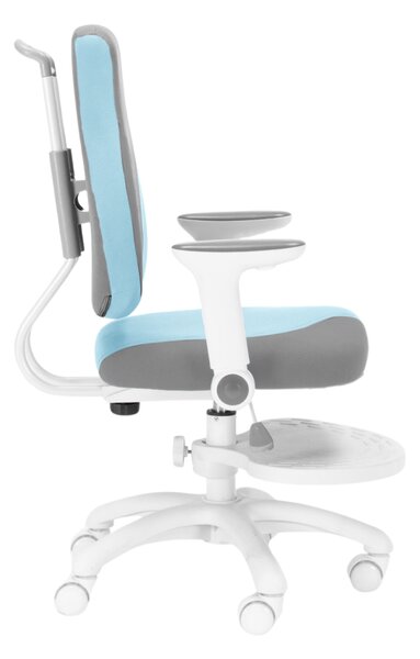 Dětská rostoucí židle Neoseat KINDER WHITE PLUS — látka, šedá / světle modrá