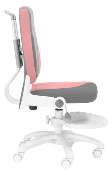 Dětská rostoucí židle Neoseat KINDER WHITE PLUS — látka, šedá / světle růžová