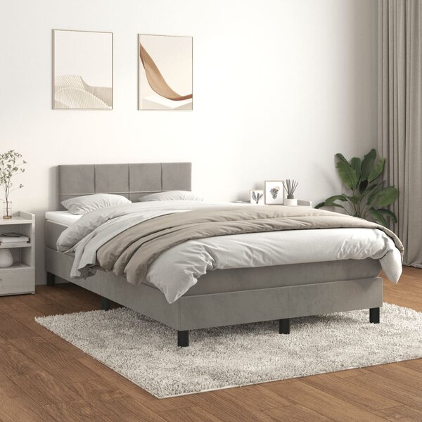 Box spring postel s matrací světle šedá 120x190 cm samet 3269837