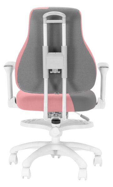 Dětská rostoucí židle Neoseat KINDER WHITE PLUS — látka, šedá / světle růžová