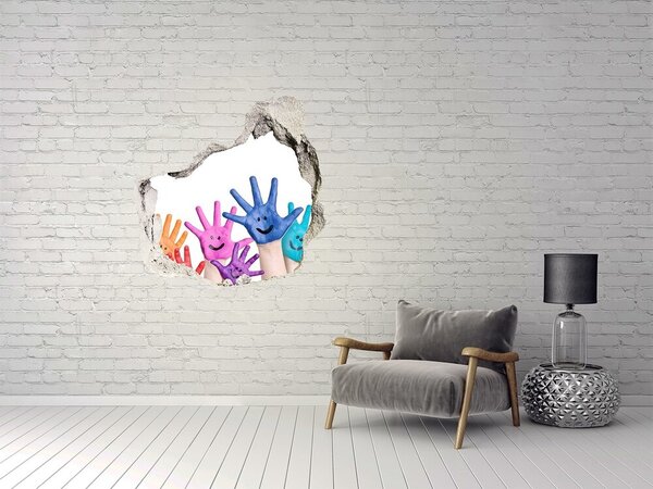 Díra 3D fototapeta nástěnná Pomalované dlaně nd-p-39483804