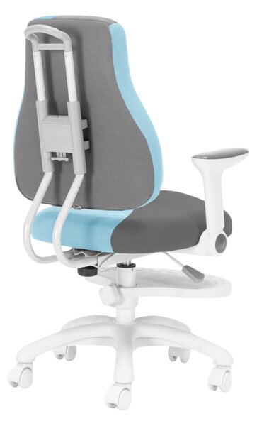Dětská rostoucí židle Neoseat KINDER WHITE PLUS — látka, šedá / světle modrá