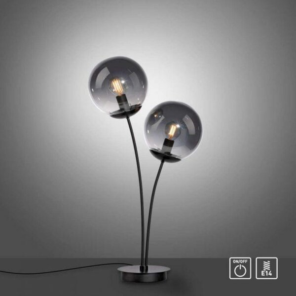 LEUCHTEN DIREKT is JUST LIGHT stolní lampa, černá, jednoduchá, šňůrový vypínač, 2 ramenná