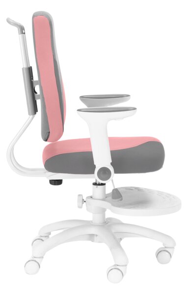 Dětská rostoucí židle Neoseat KINDER WHITE PLUS — látka, šedá / světle růžová