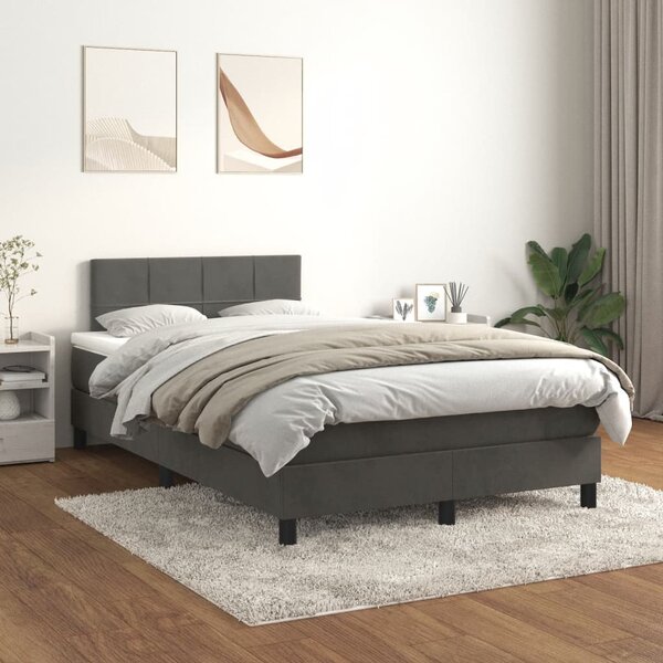 Box spring postel s matrací tmavě šedý 120x190 cm samet 3269838