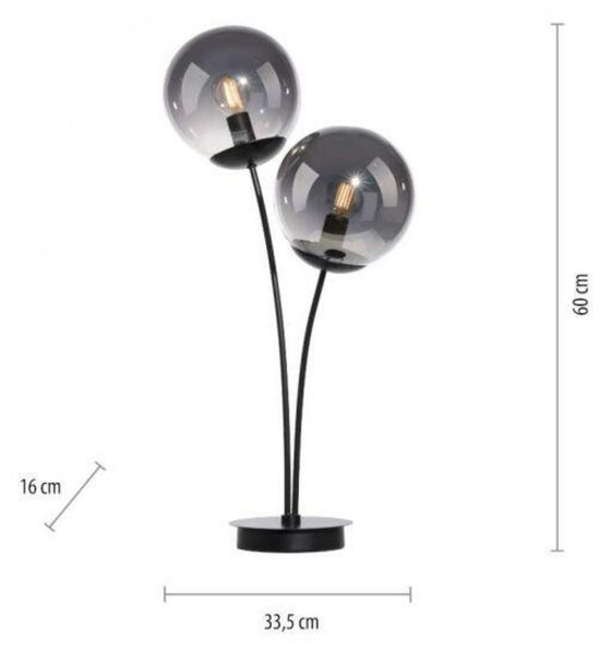 LEUCHTEN DIREKT is JUST LIGHT stolní lampa, černá, jednoduchá, šňůrový vypínač, 2 ramenná