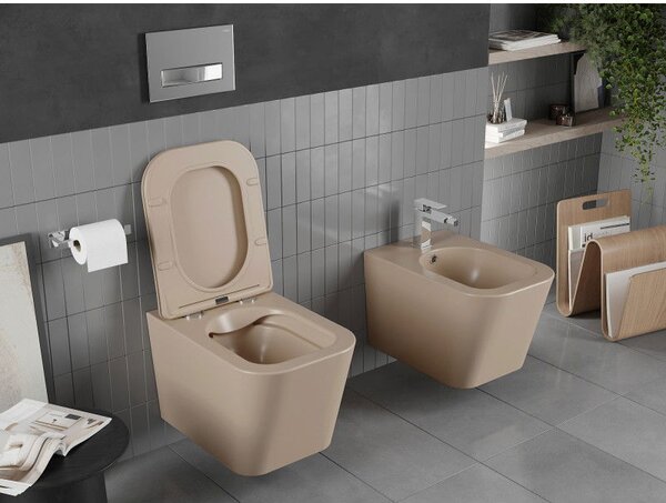 Mexen Teo WC mísa Rimless se slim pomalu se zavírajícím sedátkem, duroplast, cappuccino mat - 30854064