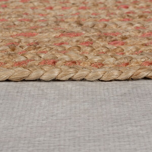 Flair Rugs, Kusový koberec Capri Jute Natural/Coral kruh, 180x180 (průměr) kruh, béžová, chodba / předsíň
