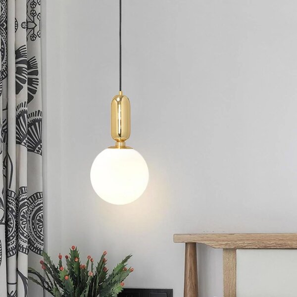 Toolight Toolight, Kovová stropní lampa skleněná APP474-1CP, zlatá, OSW-00606