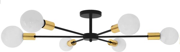 Toolight - Lampa spider-6 APP501-6C, černá-zlatá, OSW-01100