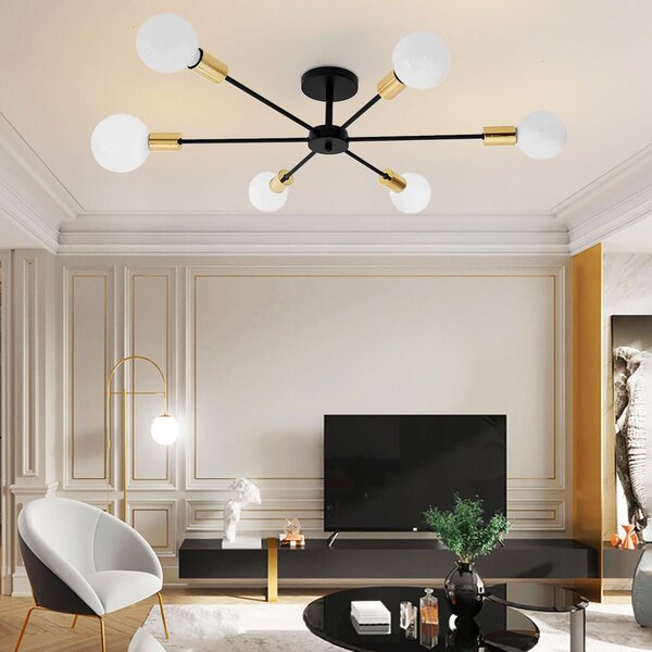 Toolight - Lampa spider-6 APP501-6C, černá-zlatá, OSW-01100