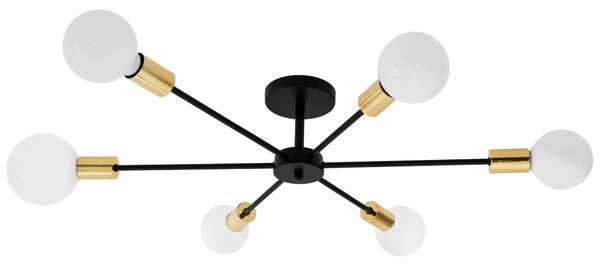 Toolight - Lampa spider-6 APP501-6C, černá-zlatá, OSW-01100