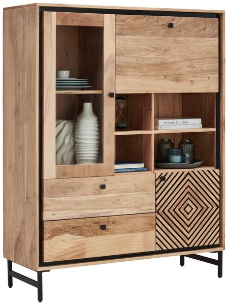 VYSOKÁ KOMODA, akácie, černá, barvy akácie, 115/148/42 cm Ambia Home - Vysoké komody