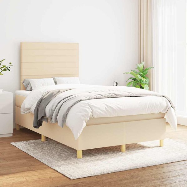 Box spring postel s matrací krémová 120x190 cm textil 3269942