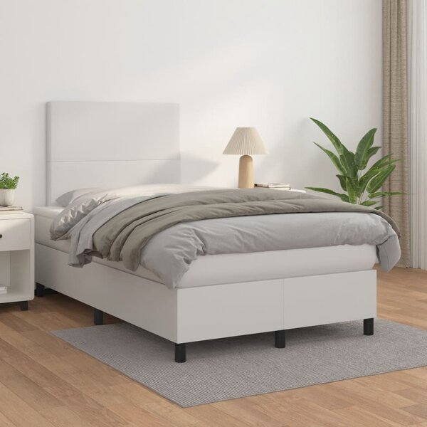 Box spring postel s matrací bílá 120x190 cm umělá kůže 3269966
