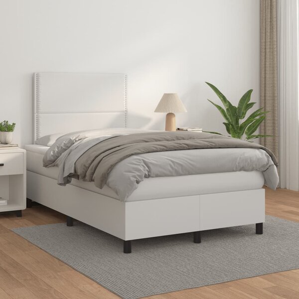 Box spring postel s matrací bílá 120x190 cm umělá kůže 3269972