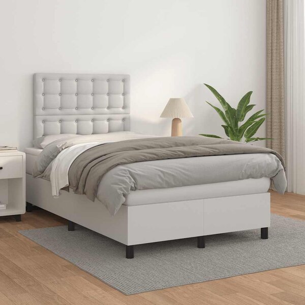 Box spring postel s matrací bílá 120x190 cm umělá kůže 3269978