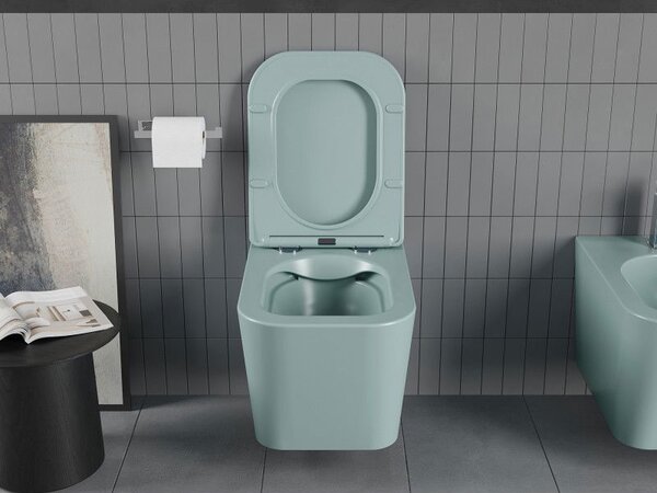 Mexen Teo mísa WC Rimless se sedátkem s pomalým sklápěním slim, duroplast, světle zelená mat - 30854048