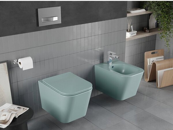 Mexen Teo mísa WC Rimless se sedátkem s pomalým sklápěním slim, duroplast, světle zelená mat - 30854048