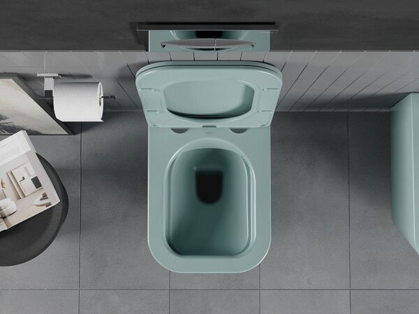 Mexen Teo mísa WC Rimless se sedátkem s pomalým sklápěním slim, duroplast, světle zelená mat - 30854048