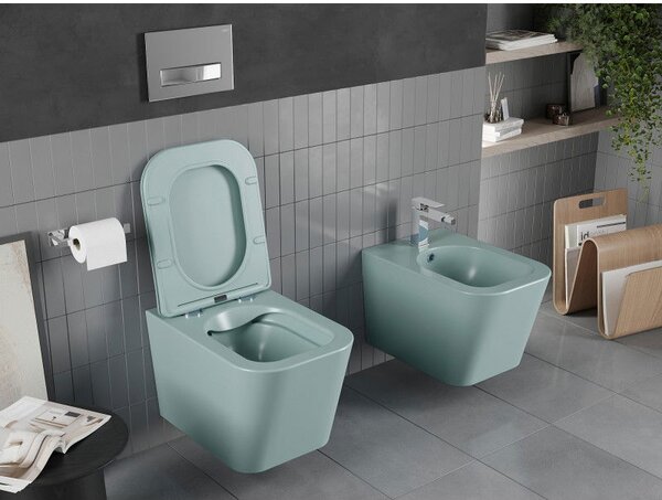 Mexen Teo mísa WC Rimless se sedátkem s pomalým sklápěním slim, duroplast, světle zelená mat - 30854048