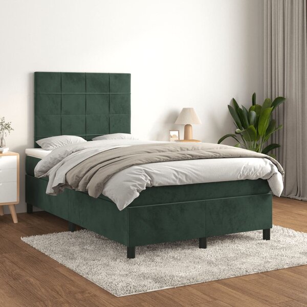 Box spring postel s matrací tmavě zelená 120x190 cm samet 3269998