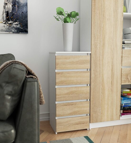 Ak furniture Komoda CL5 se zásuvkami 40 x 92 cm bílá/dub sonoma
