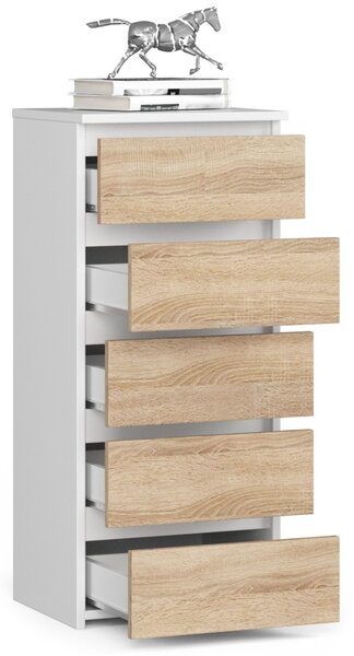 Ak furniture Komoda CL5 se zásuvkami 40 x 92 cm bílá/dub sonoma