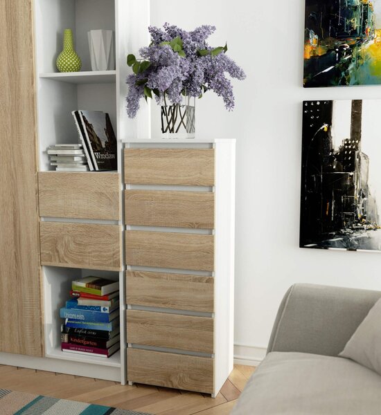 Ak furniture Komoda CL6 40 cm bílá/dub sonoma