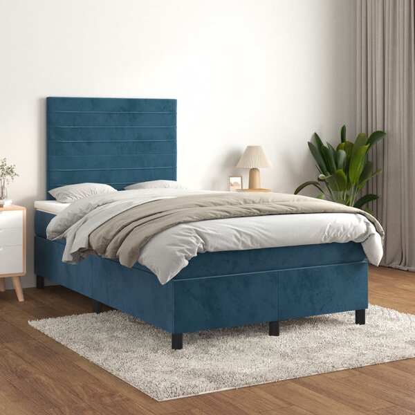 Box spring postel s matrací tmavě modrá 120x190 cm samet 3270005