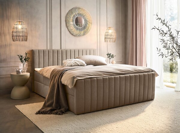 AMERICKÁ POSTEL, 140/200 cm, šedohnědá Boxxx - Postele s úložným prostorem, Online Only