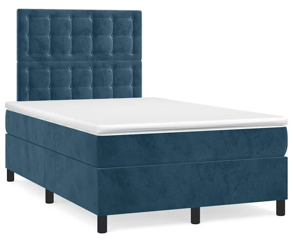 Box spring postel s matrací tmavě modrá 120x190 cm samet 3270023